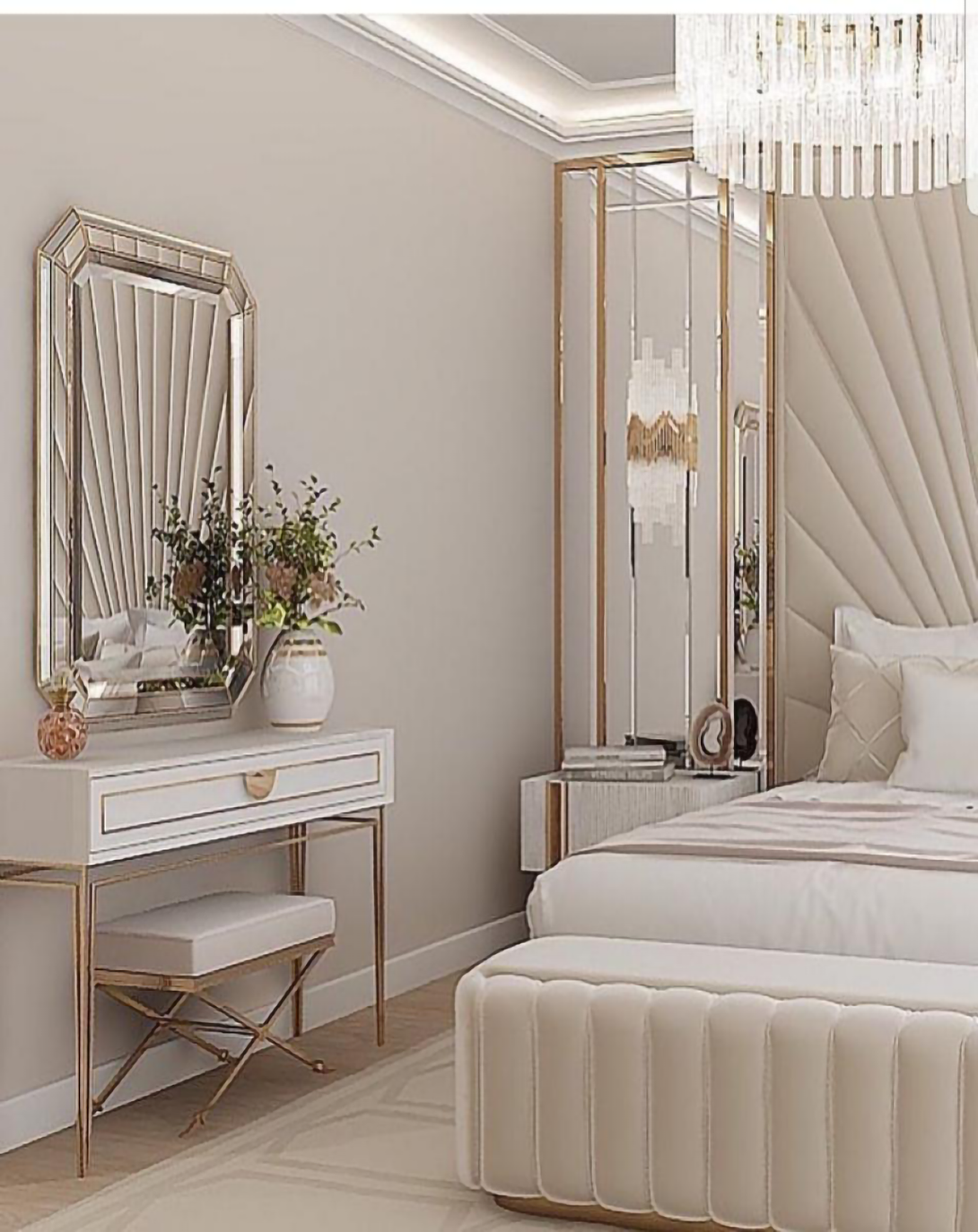 Carter Beige Luxury Bed with Headboard