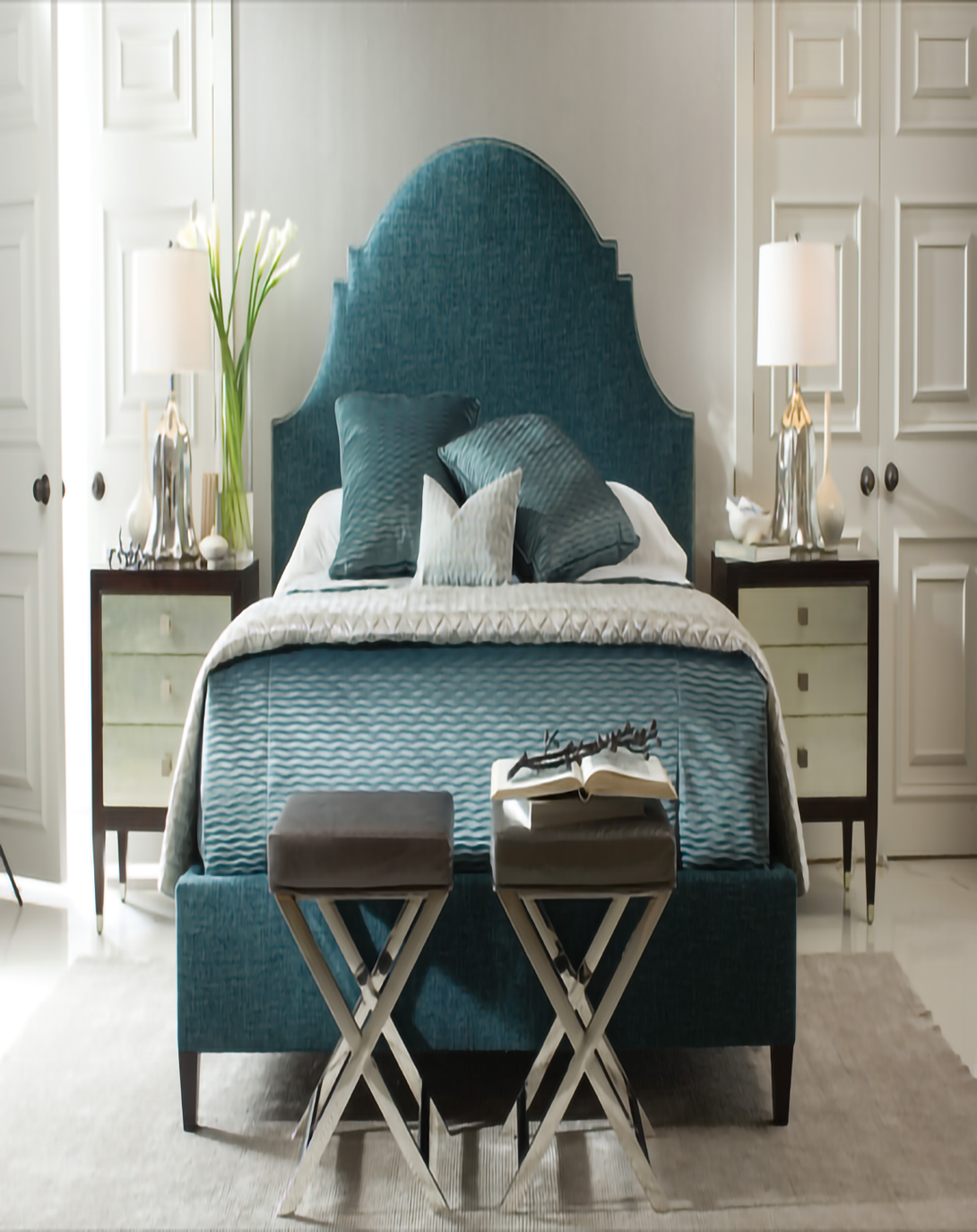 Carter Blue Bed With Head Board