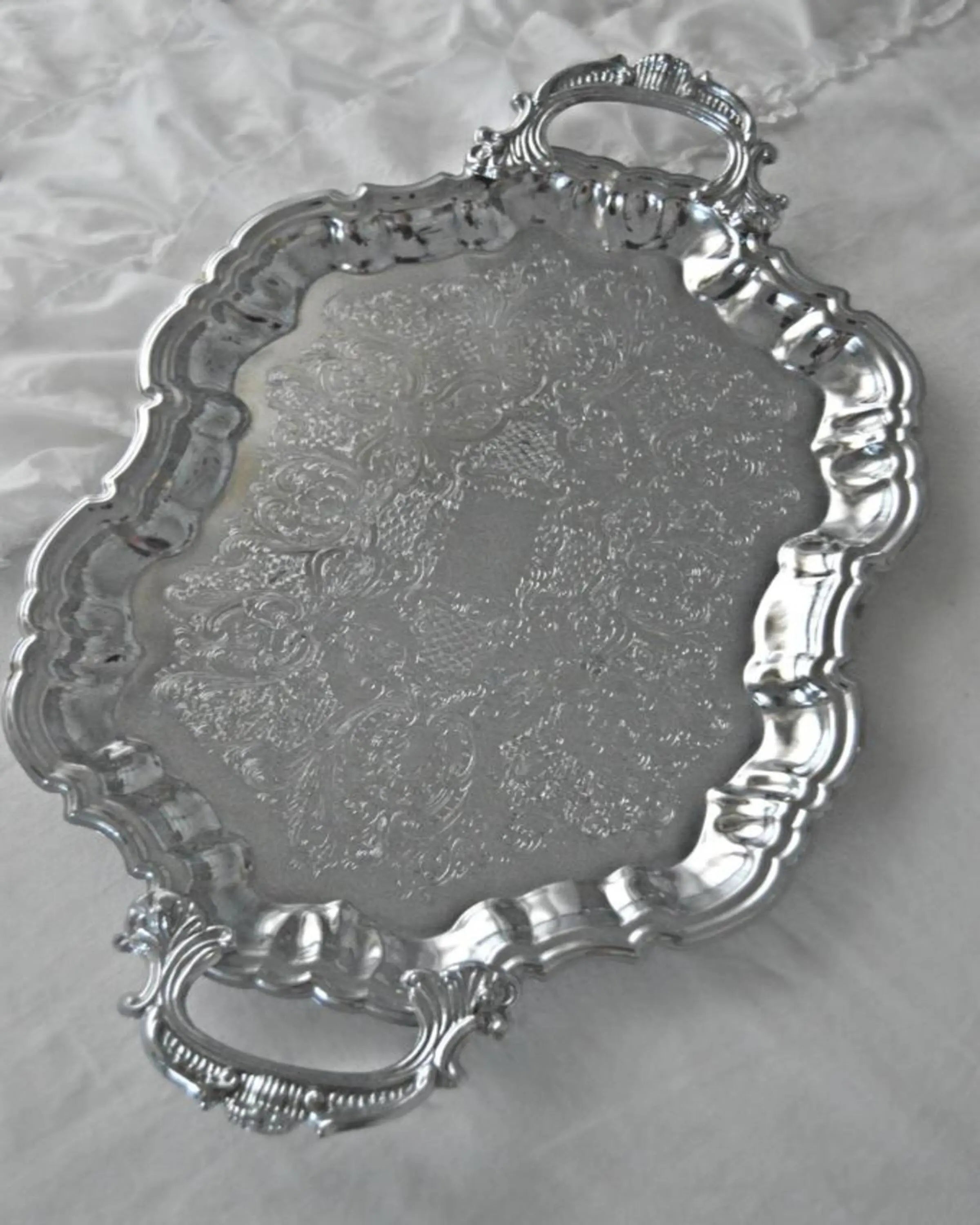 Caush Silver Plated Tray With Handle ANGIE HOMES