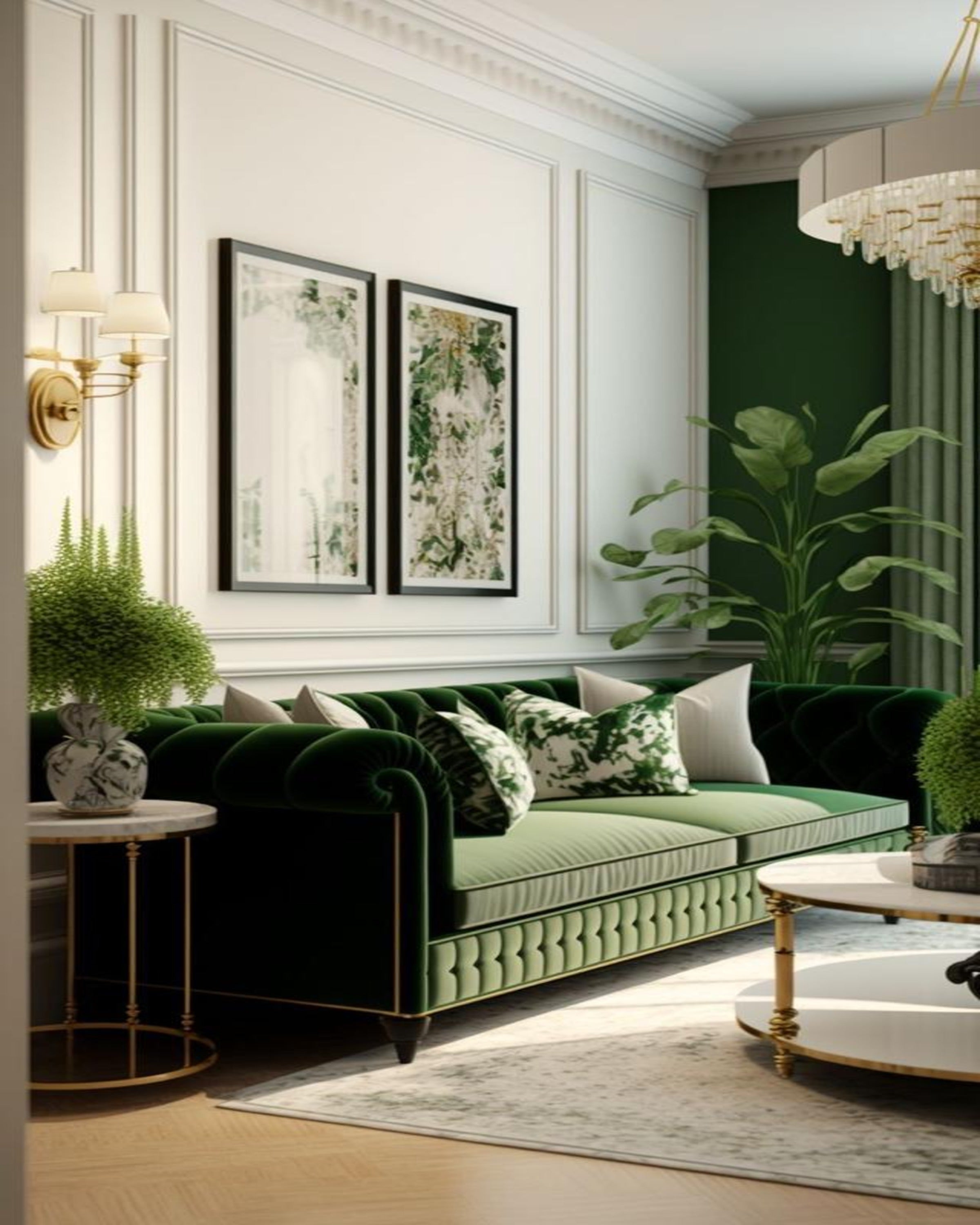 Chaise Stylish Green Sofa Set ANGIE HOMES