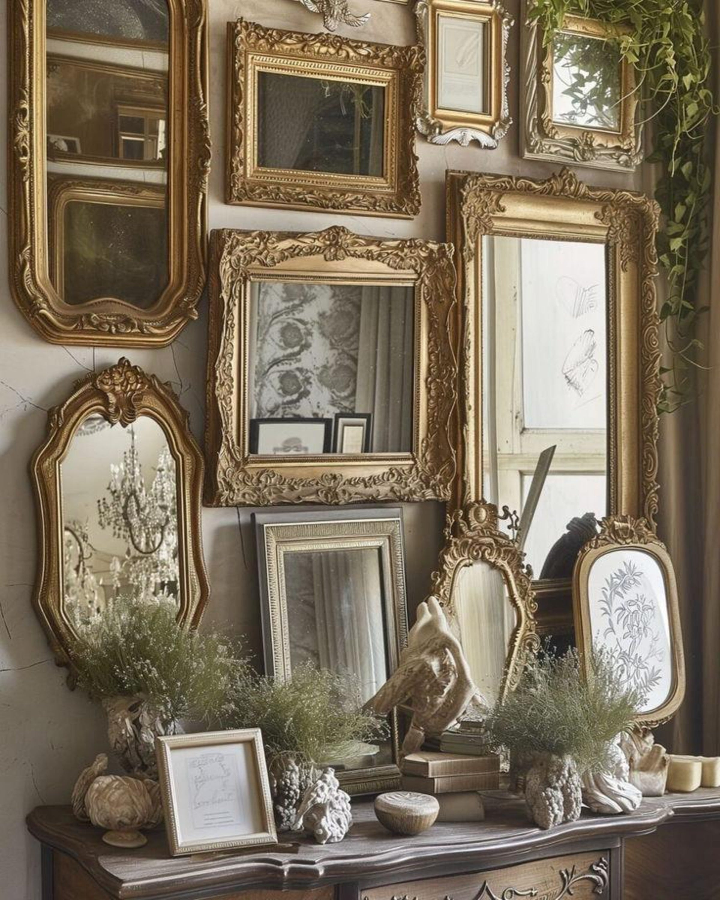 Cheval Stylish Gold Leaf Mirrors ANGIE HOMES