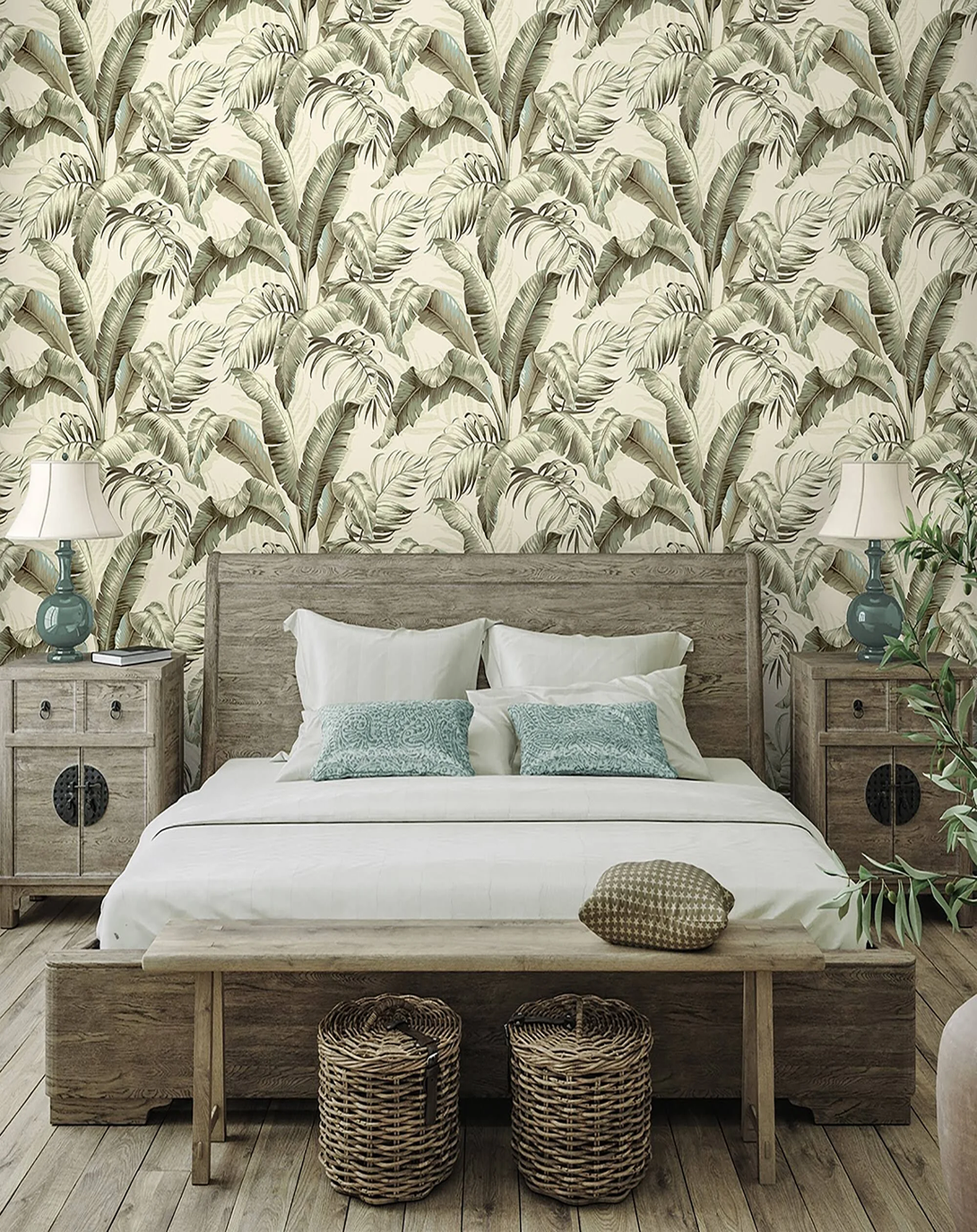 Chinese Palm Lightweight Mix Color Wallpaper