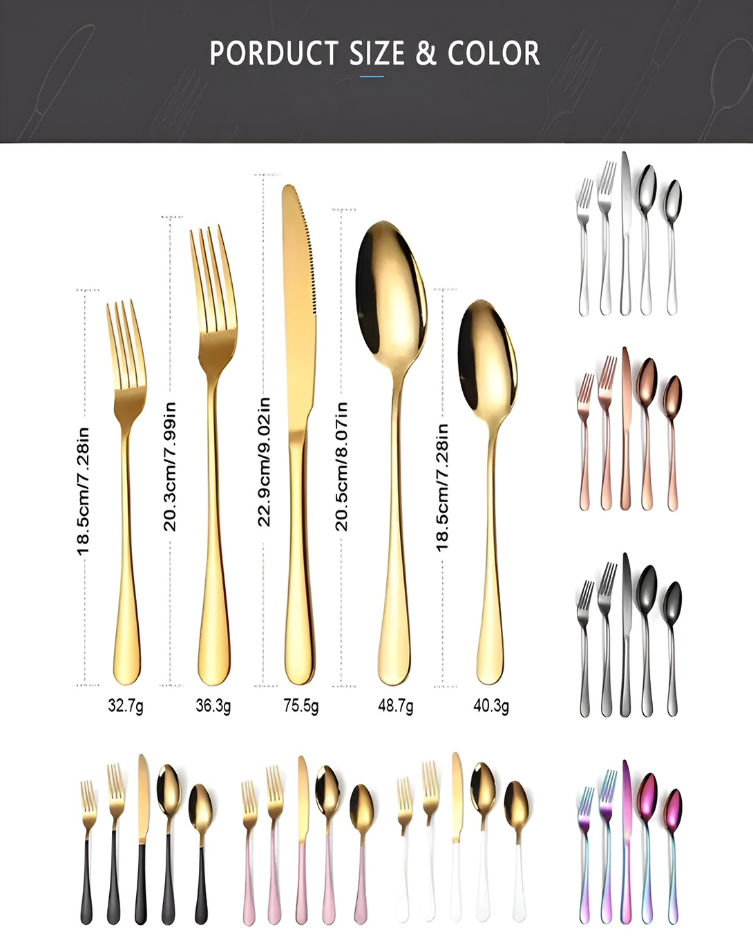 Citrus Gold Finish Cutlery Set