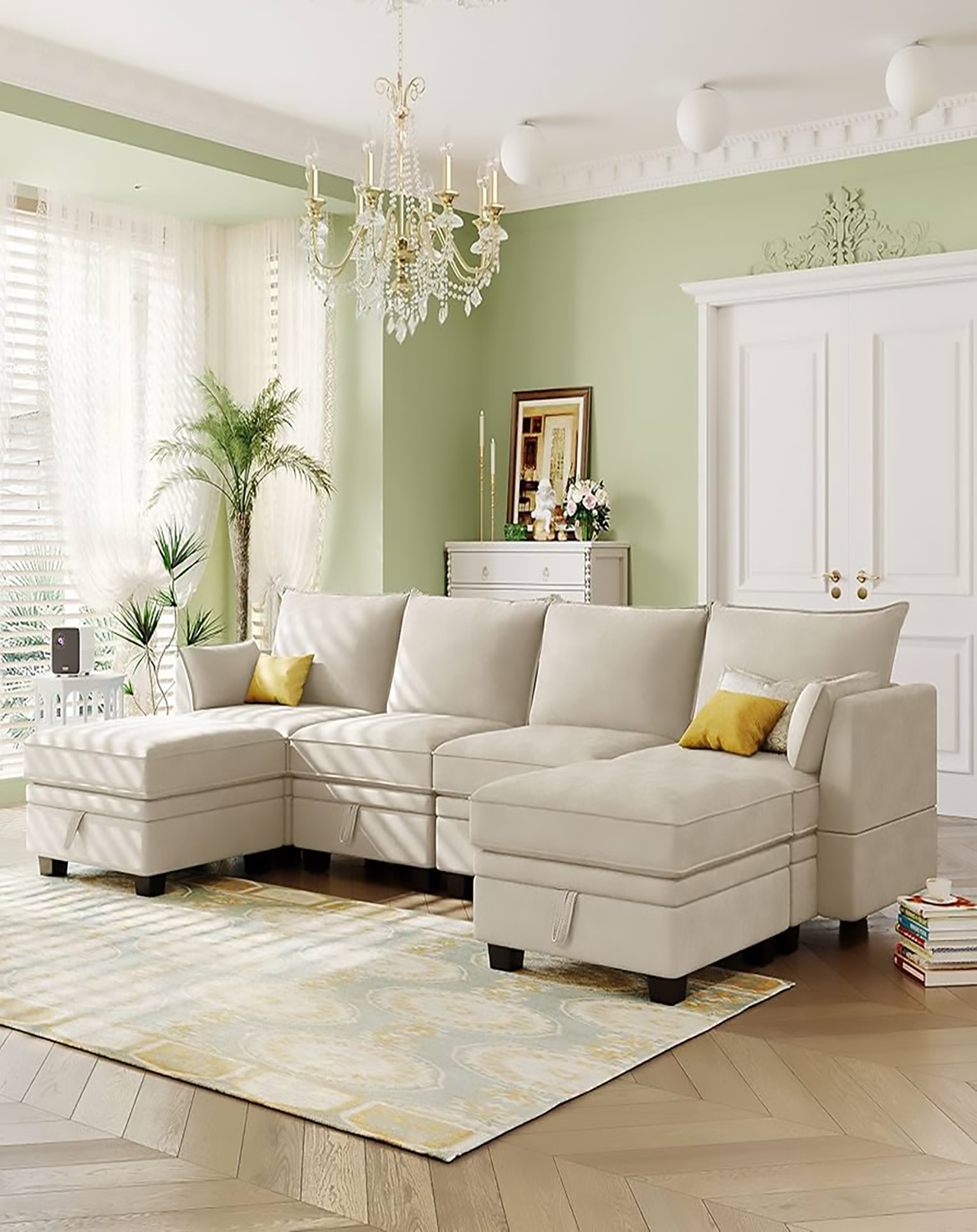 Colson Cream SOFA | Solid wood sofa set ANGIE HOMES