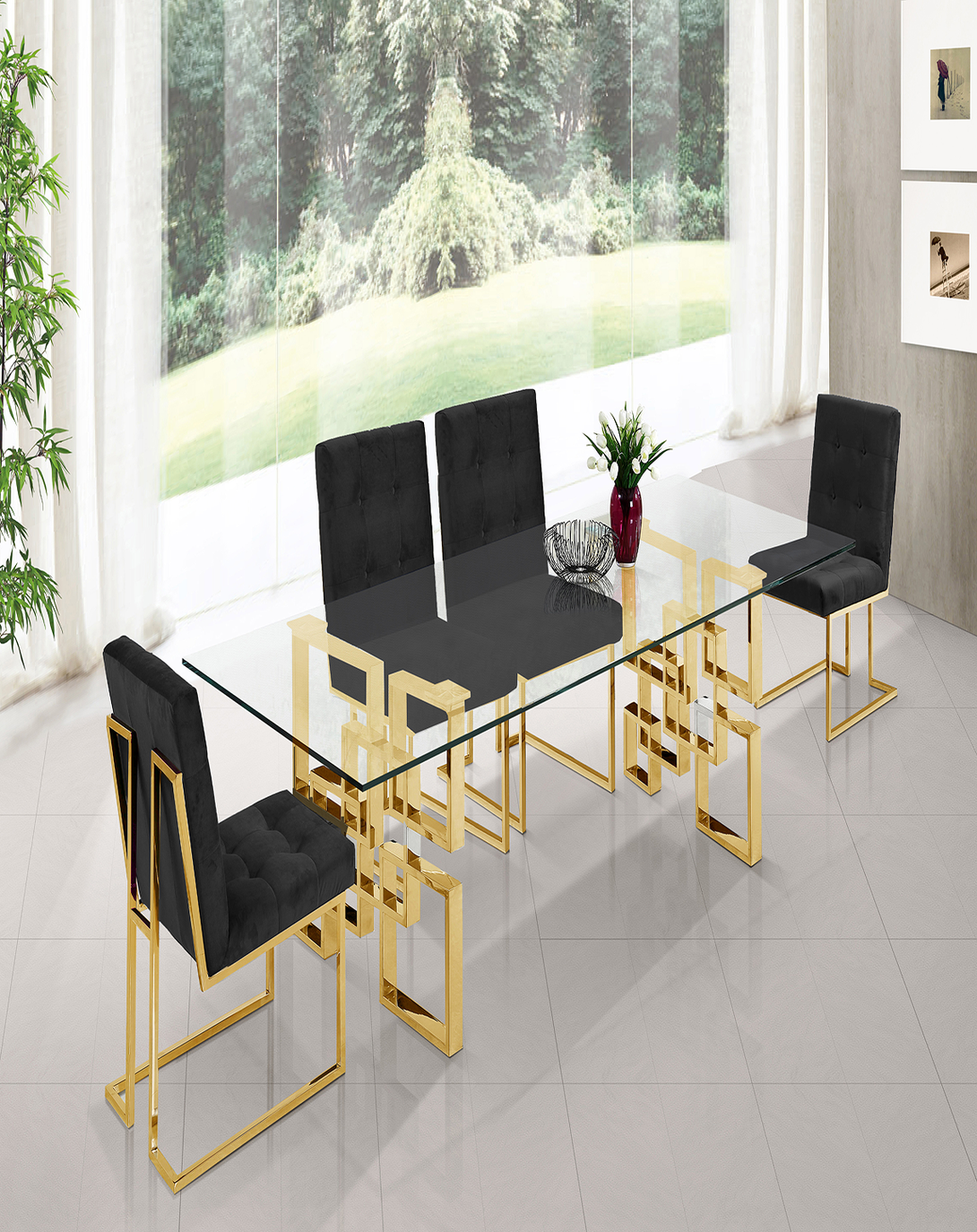 Coyote Glass Top Dining Table - Angie India Furniture ANGIE HOMES