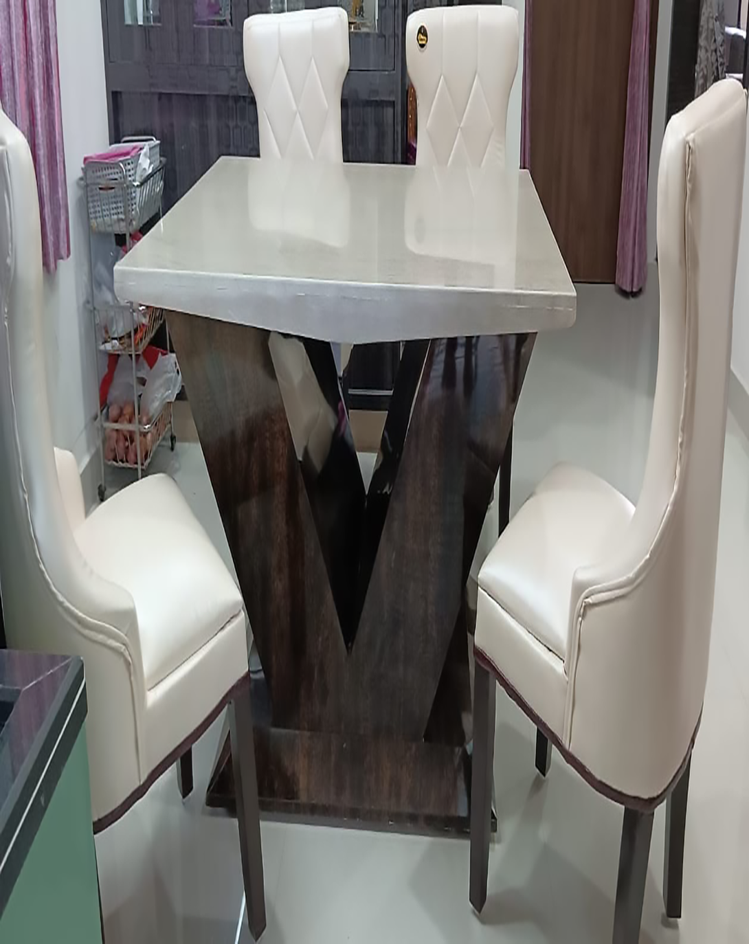 Crux White Wood Dining Table - Angie India Furniture ANGIE HOMES