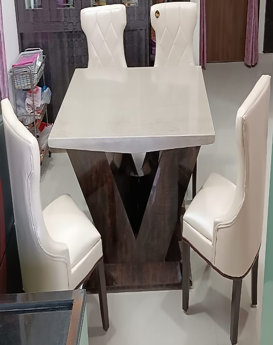 Crux White Wood Dining Table - Angie India Furniture ANGIE HOMES