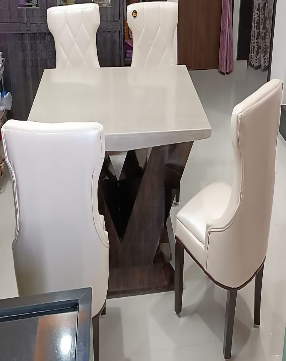 Crux White Wood Dining Table - Angie India Furniture ANGIE HOMES