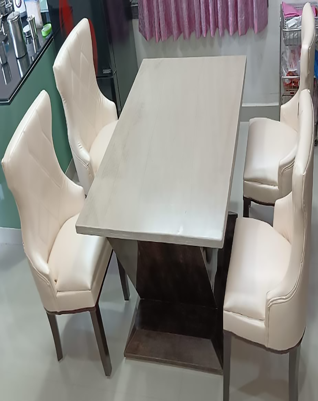 Crux White Wood Dining Table - Angie India Furniture ANGIE HOMES