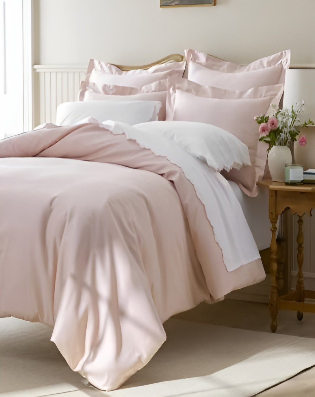 DANCER PINK & WINE GOOD THREAD COUNT ELEGANT WHITE Bed Set (4 Pcs) ANGIE HOMES