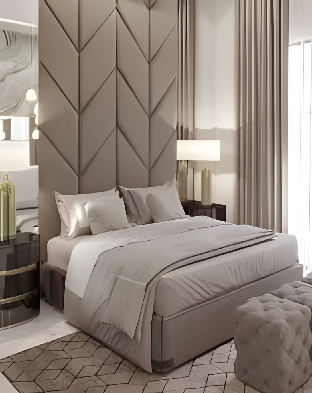 Dale Beige Modern Fusion Fabric Bed