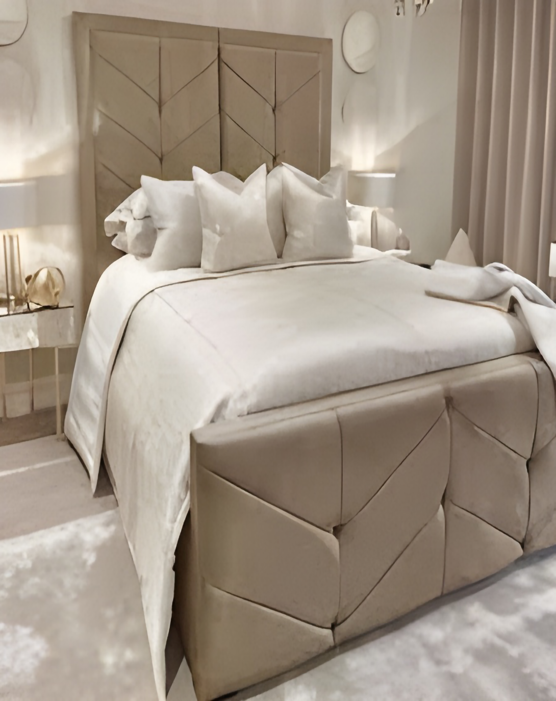 Dale Beige Modern Fusion Fabric Bed