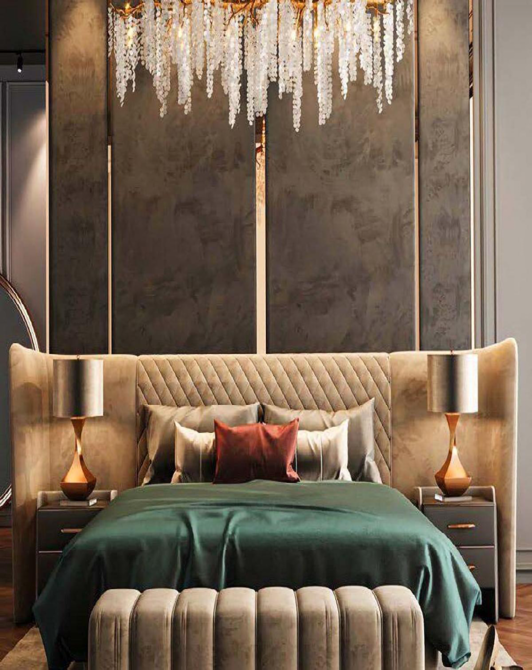 Dale Luxury Bed with Curved Head Board