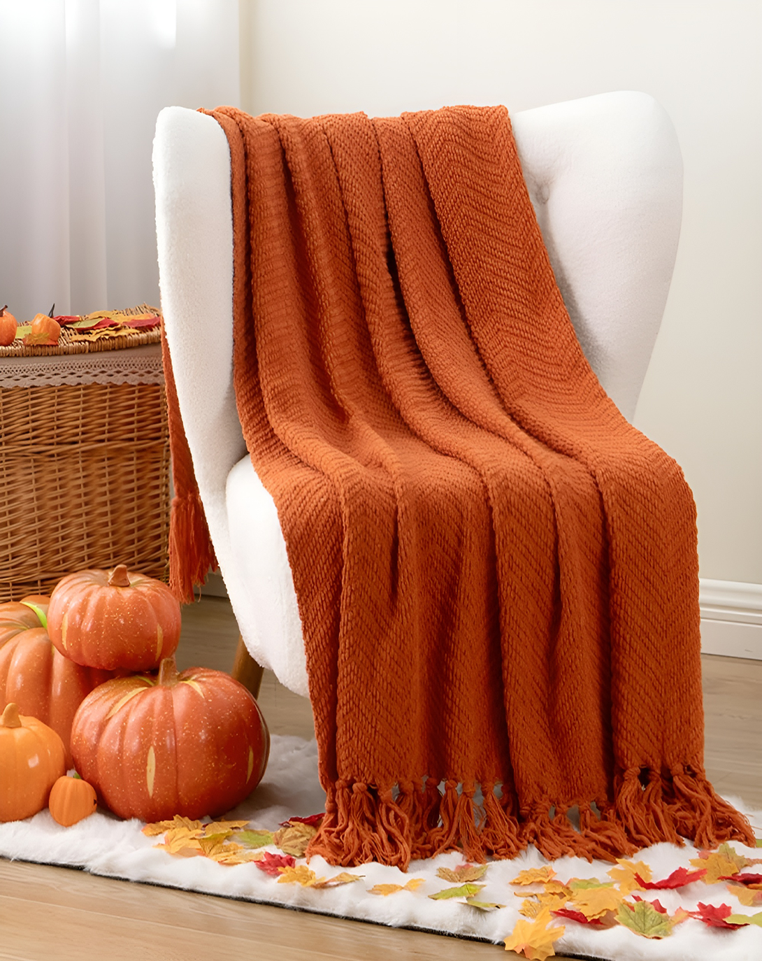 Dot Exclusive Orange Throws And Black