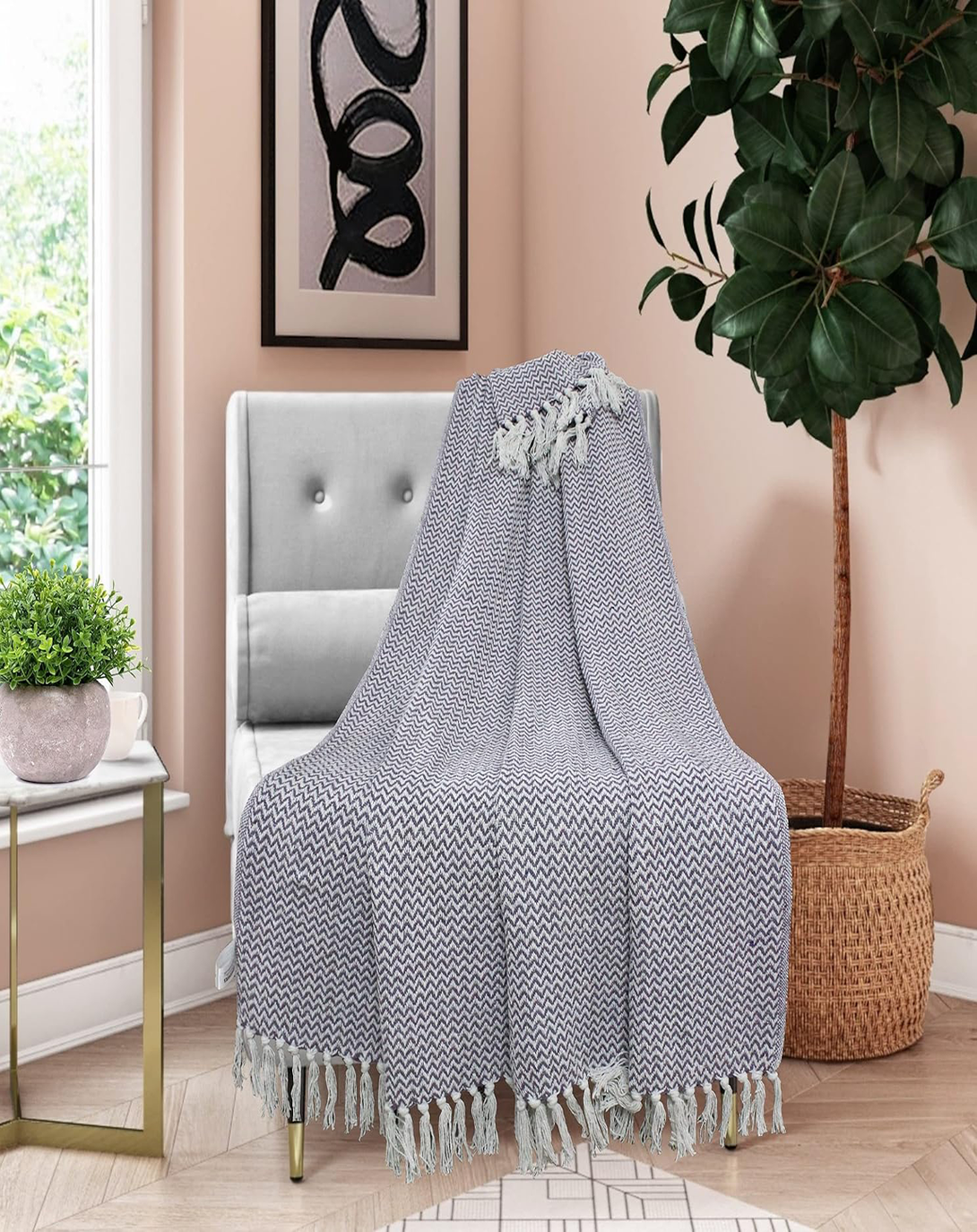 Dulcie Beautiful Light Grey Throw & Blanket