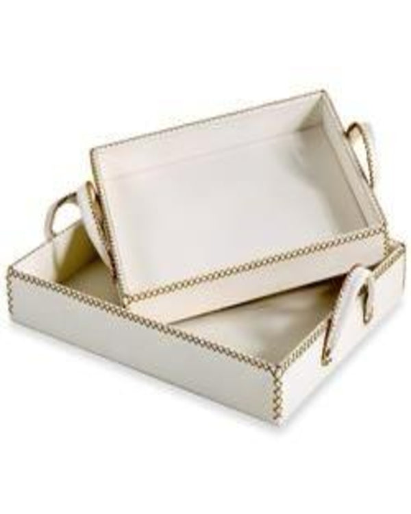 Elegant Edge Leather Square Tray ANGIE HOMES