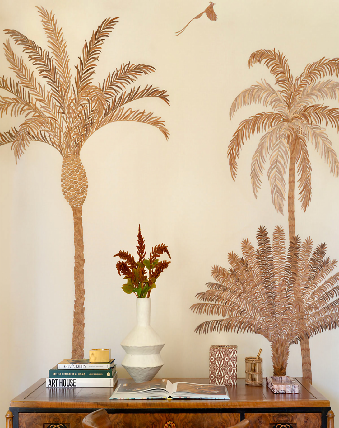 Elegant Floral Orange Wallpaper