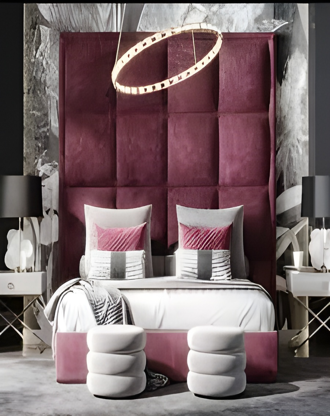 Ellis Modern Bed With High Back Panel ANGIE HOMES