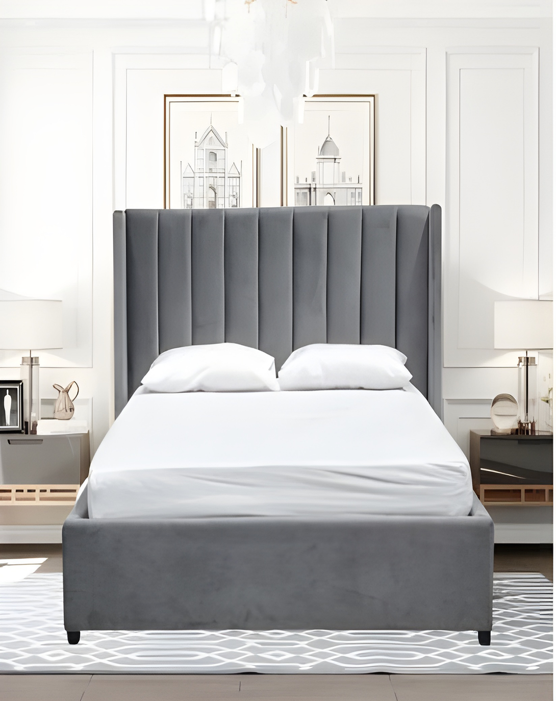 Emmie Grey kingqueen size modular bed With Head Board