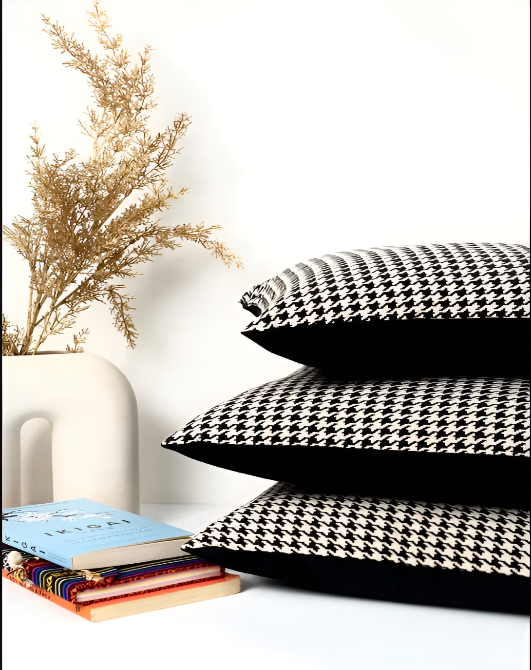 Eve Elegant White Check Pillows & Cushions- Angie Homes