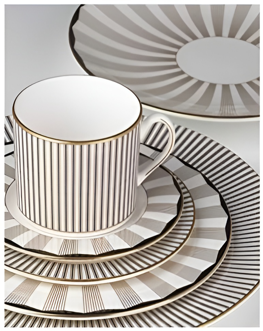 FUJI WHITE AND GREY TEA & DINNER SET