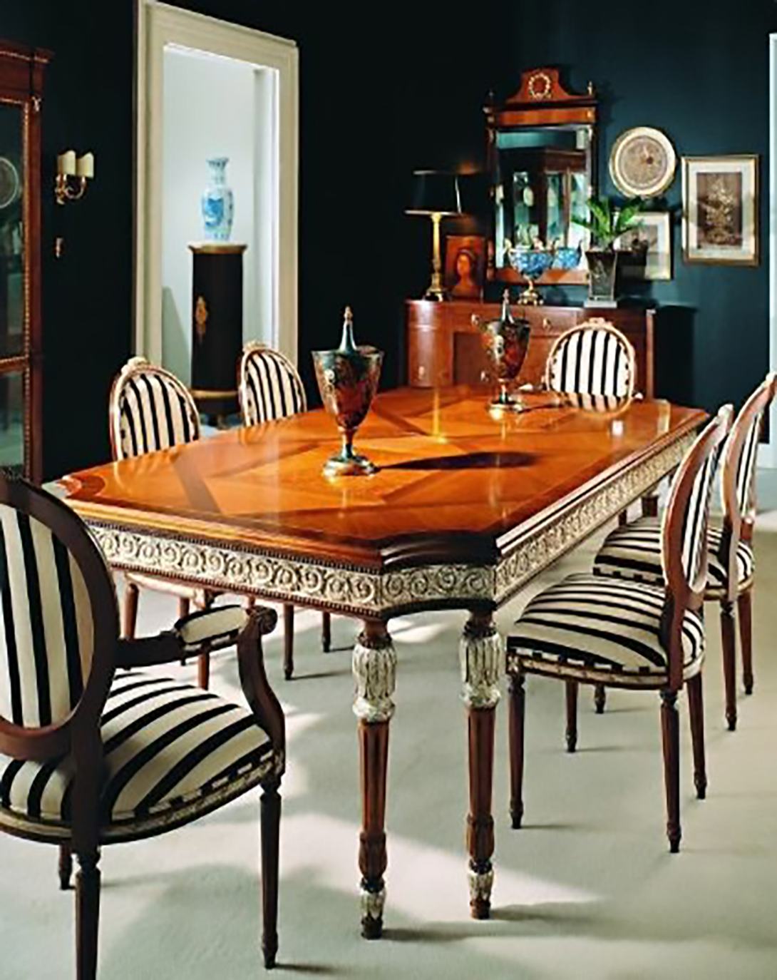 Felix Brown Luxury Dining Table With Carving Border ANGIE HOMES