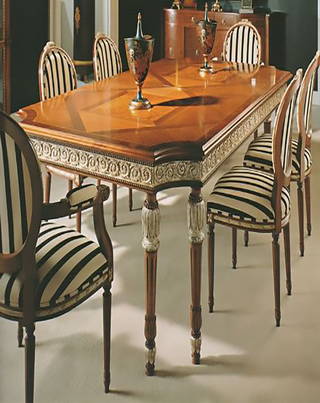 Felix Brown Luxury Dining Table With Carving Border ANGIE HOMES