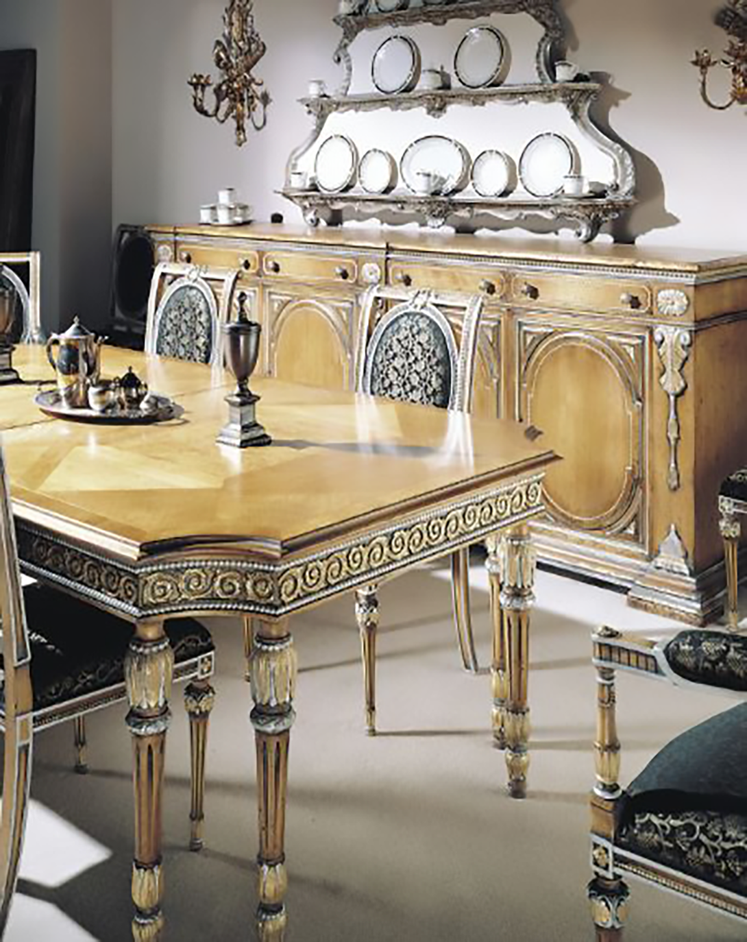 Felix Brown Luxury Dining Table With Carving Border ANGIE HOMES