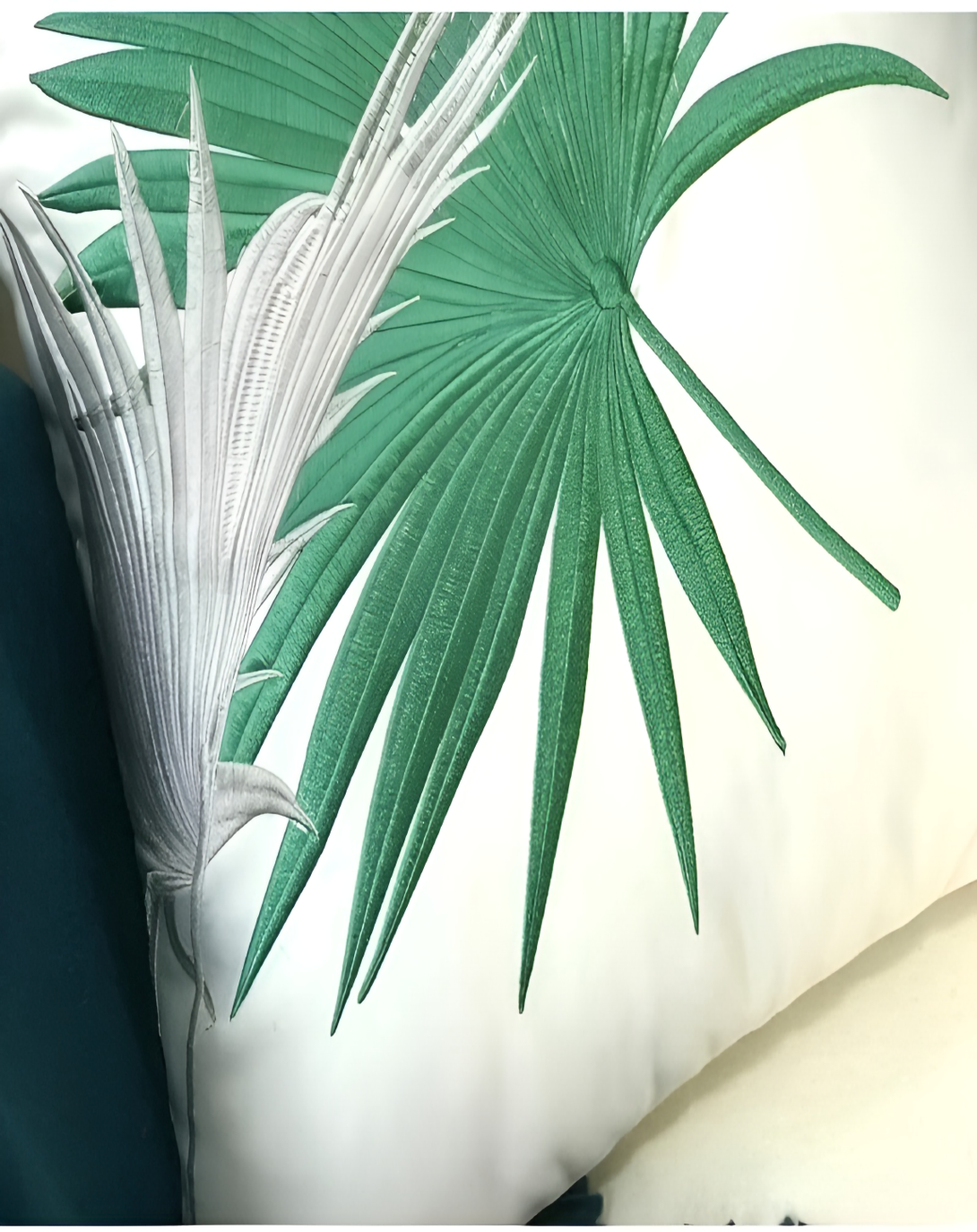 Flair White Green Leaf Beautiful  Cushion