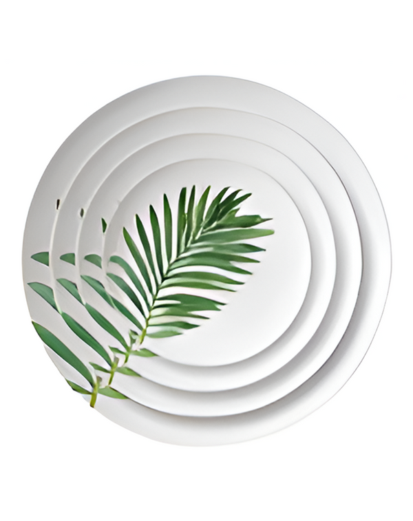 Bali White and Green Leaf Plate Set ANGIE HOMES
