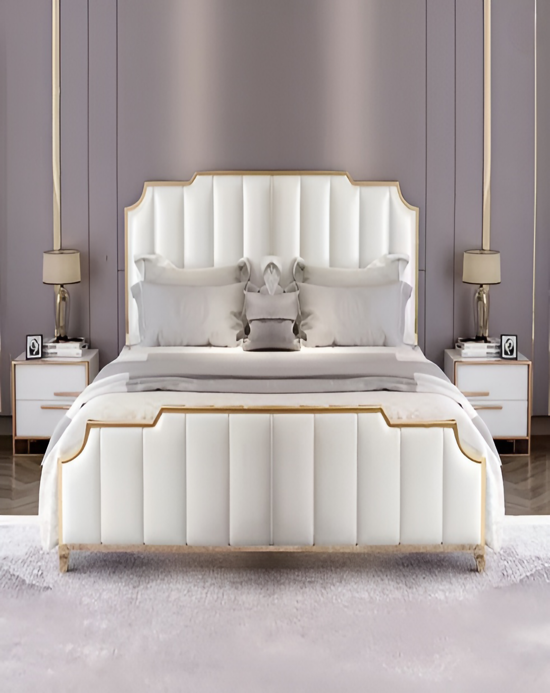 Freya White Modern King Bed