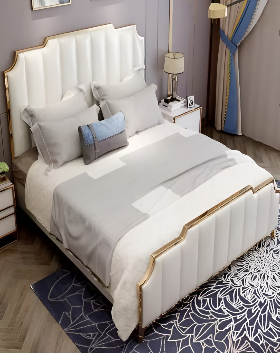 Freya White Modern King Bed