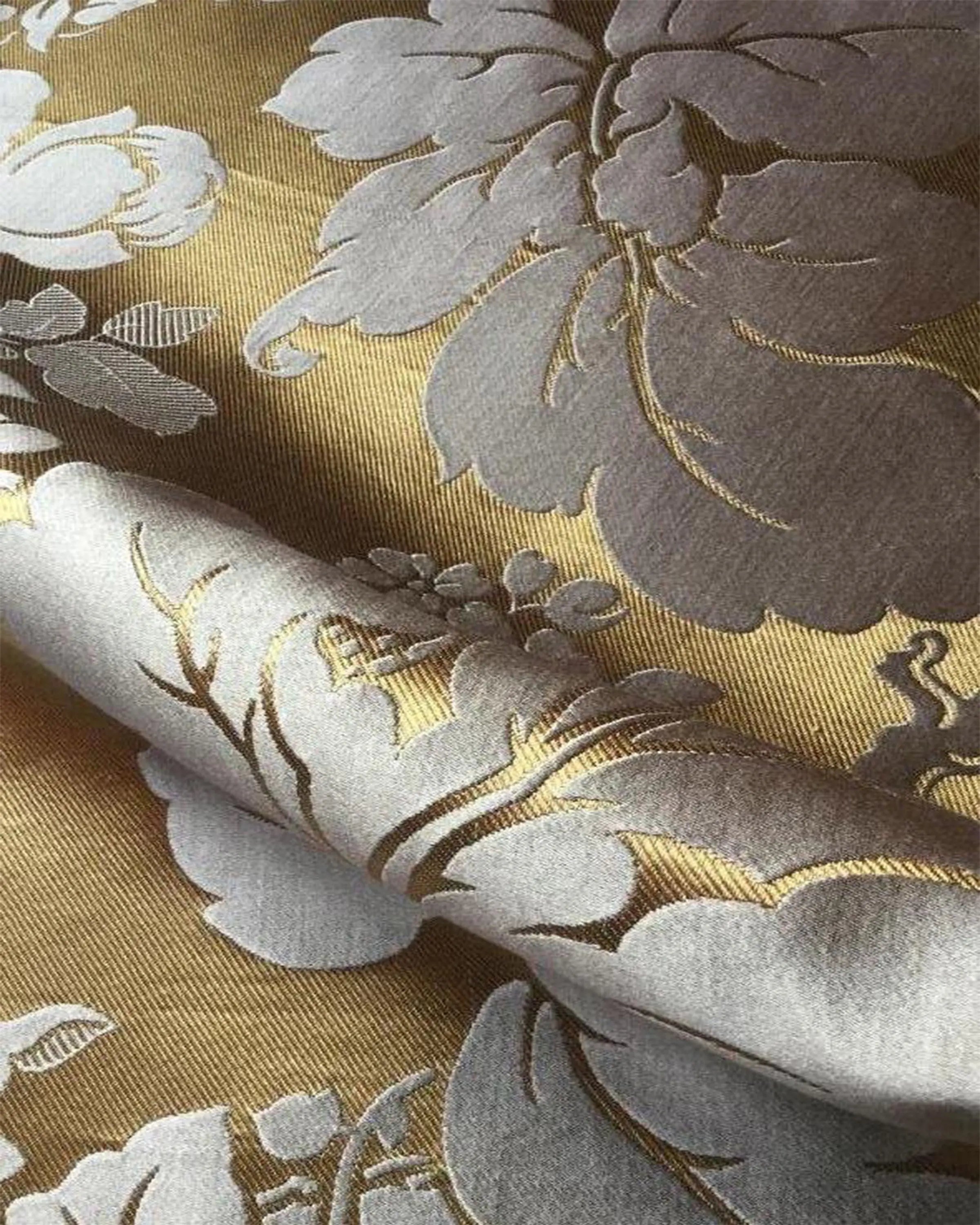 GINEVERE GREY GOLD FLORAL FABRIC ANGIE HOMES