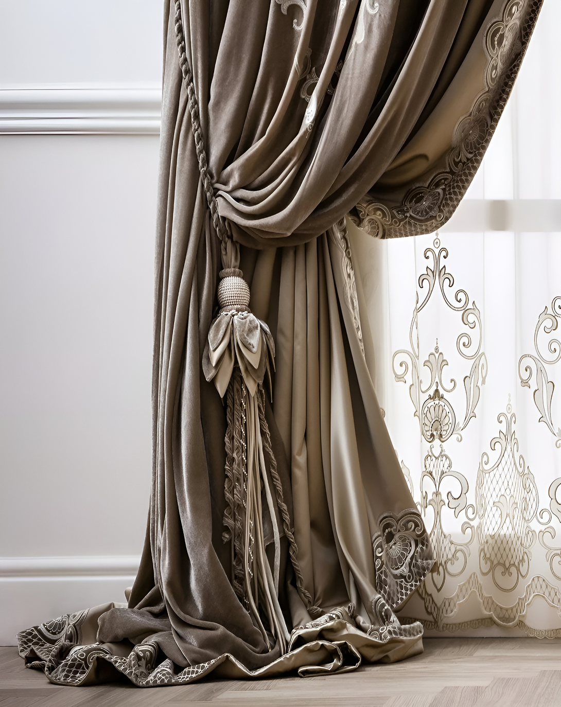 GLORY DARK BROWN VELVET CURTAINS ANGIE HOMES