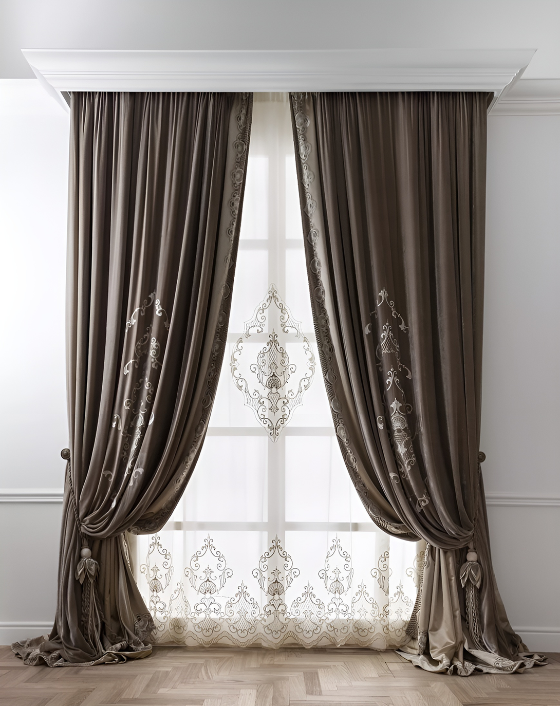 GLORY DARK BROWN VELVET CURTAINS