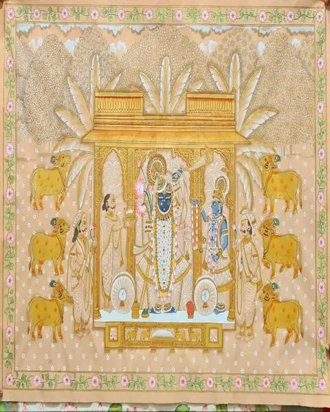 GOVINDA PUJAN PICHWAI PAINTING | Best Pichwai Krishna Painting ANGIE KRIPALANI DESIGN - ANGIE HOMES- ANGIES INDIA