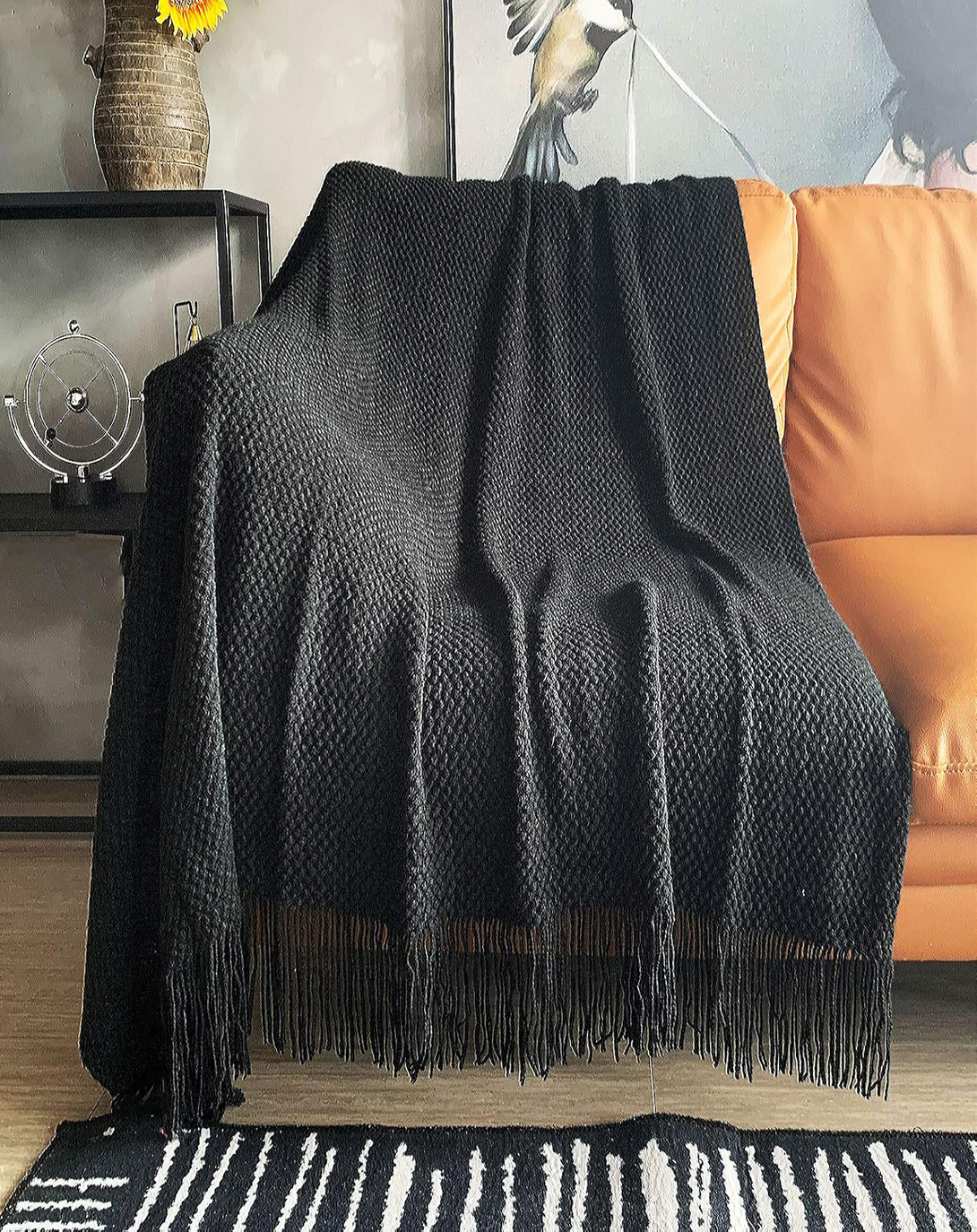 Gable Dark Grey Throw & Blanket