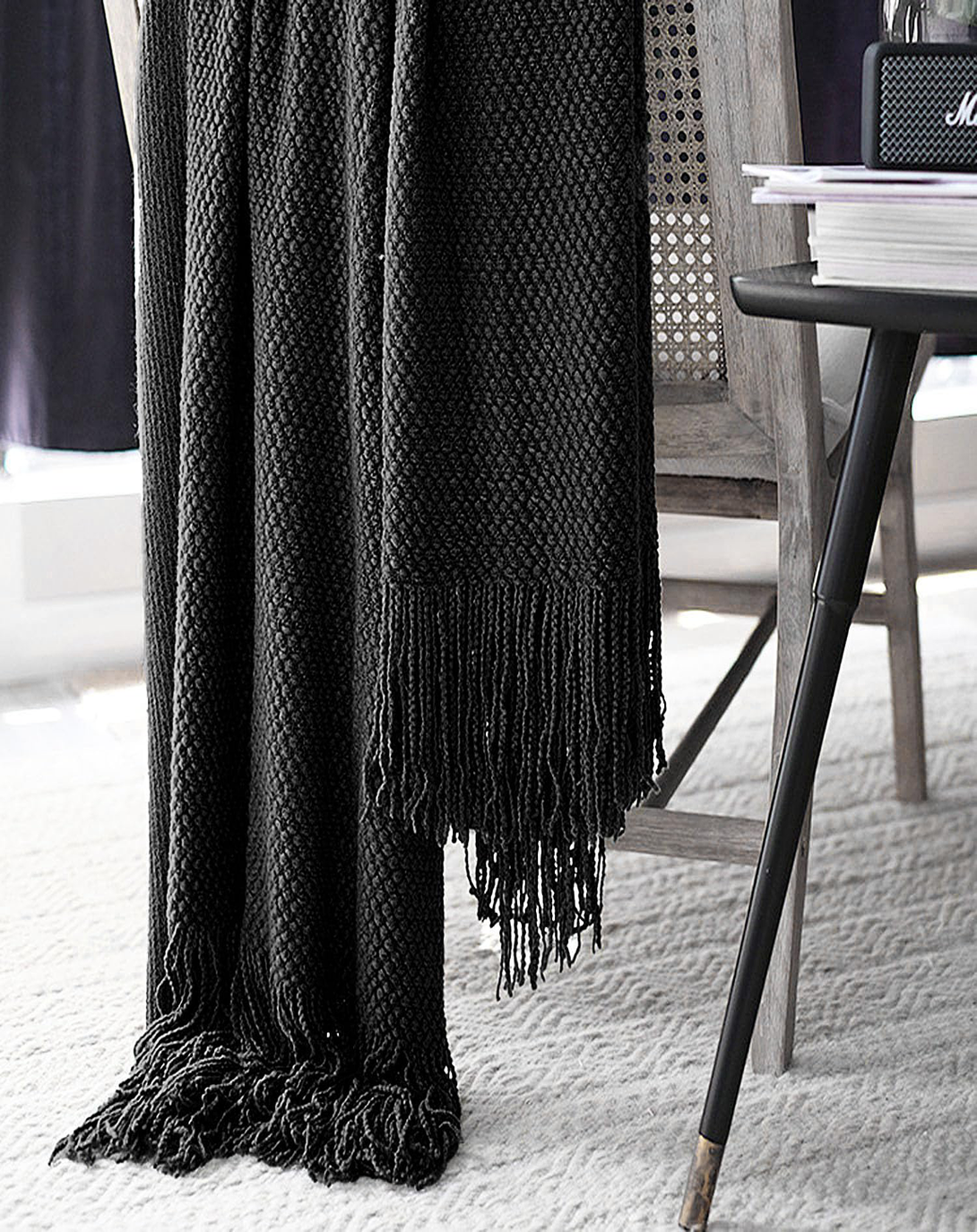Gable Dark Grey Throw & Blanket
