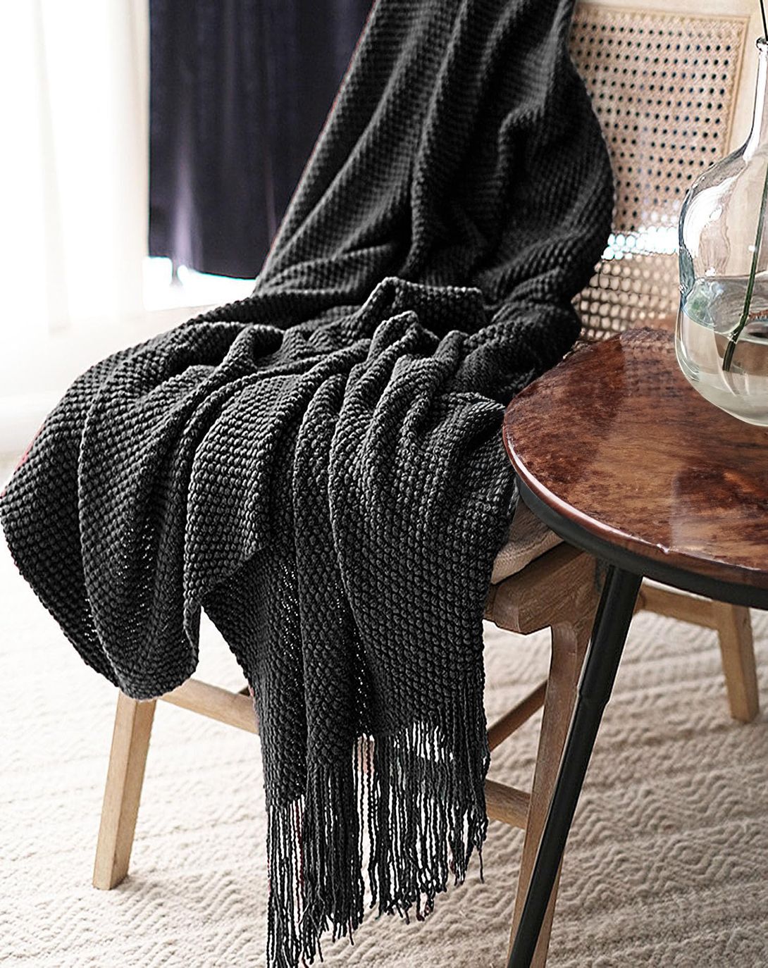 Gable Dark Grey Throw & Blanket