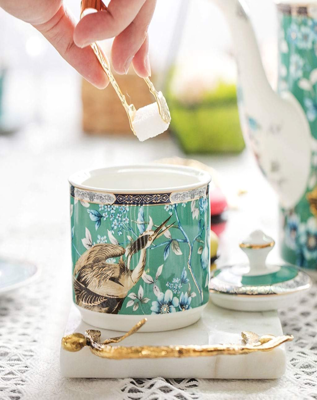 Gentle Blue Bird Tea Set ANGIE HOMES