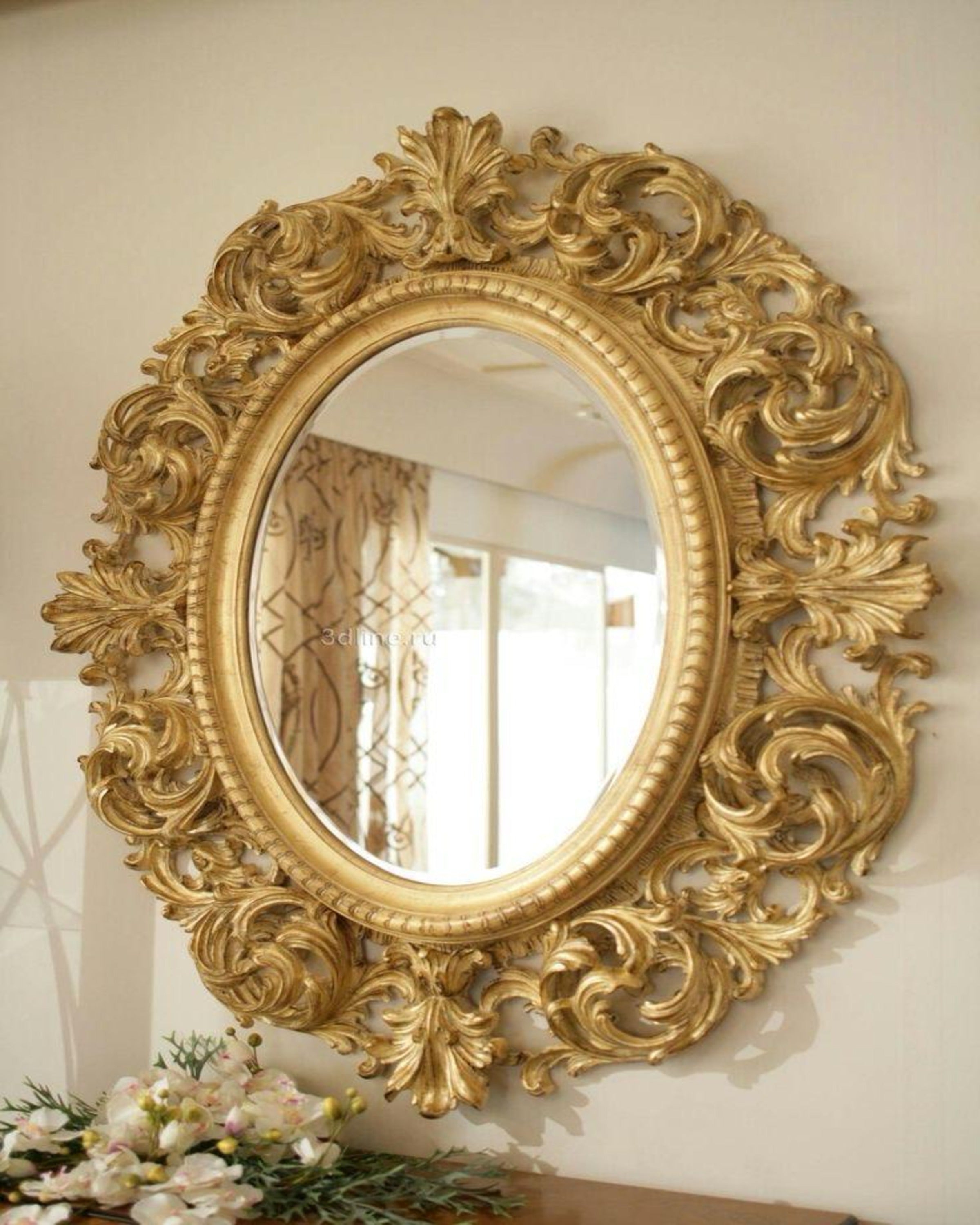 Gleam Round Gold Leaf Mirror ANGIE HOMES