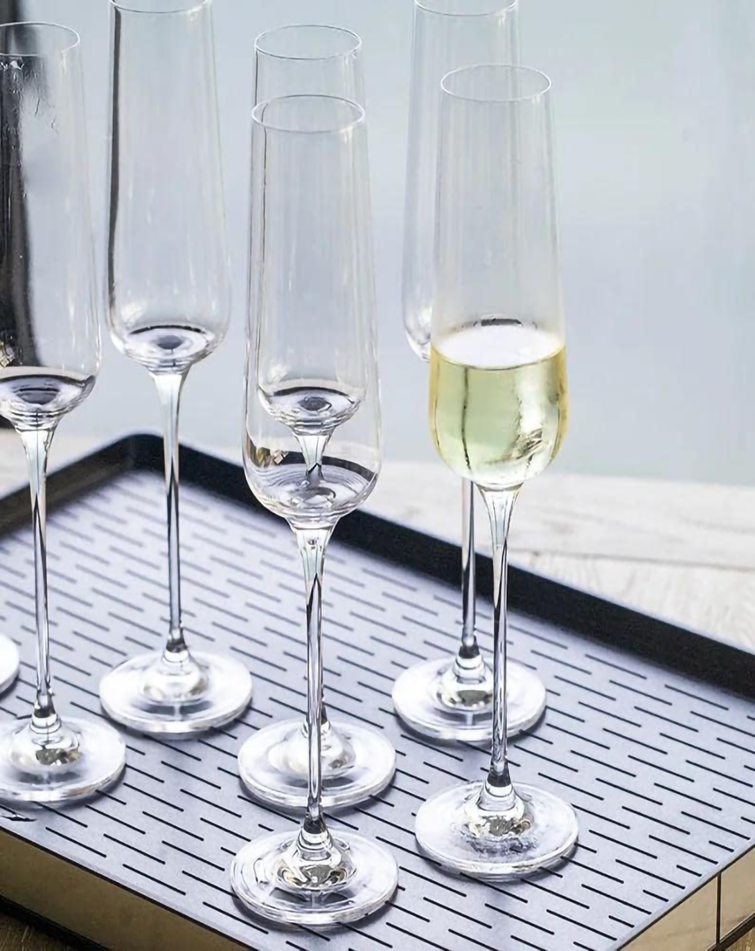 Glitter Blue Stylish Champagne Glass Set