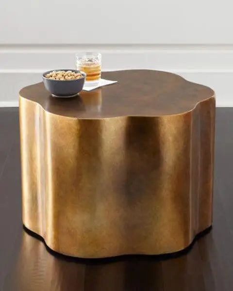 Gold Metal Tuna Side Table | Metal corner end table ANGIE KRIPALANI DESIGN - ANGIE HOMES - ANGIES INDIA