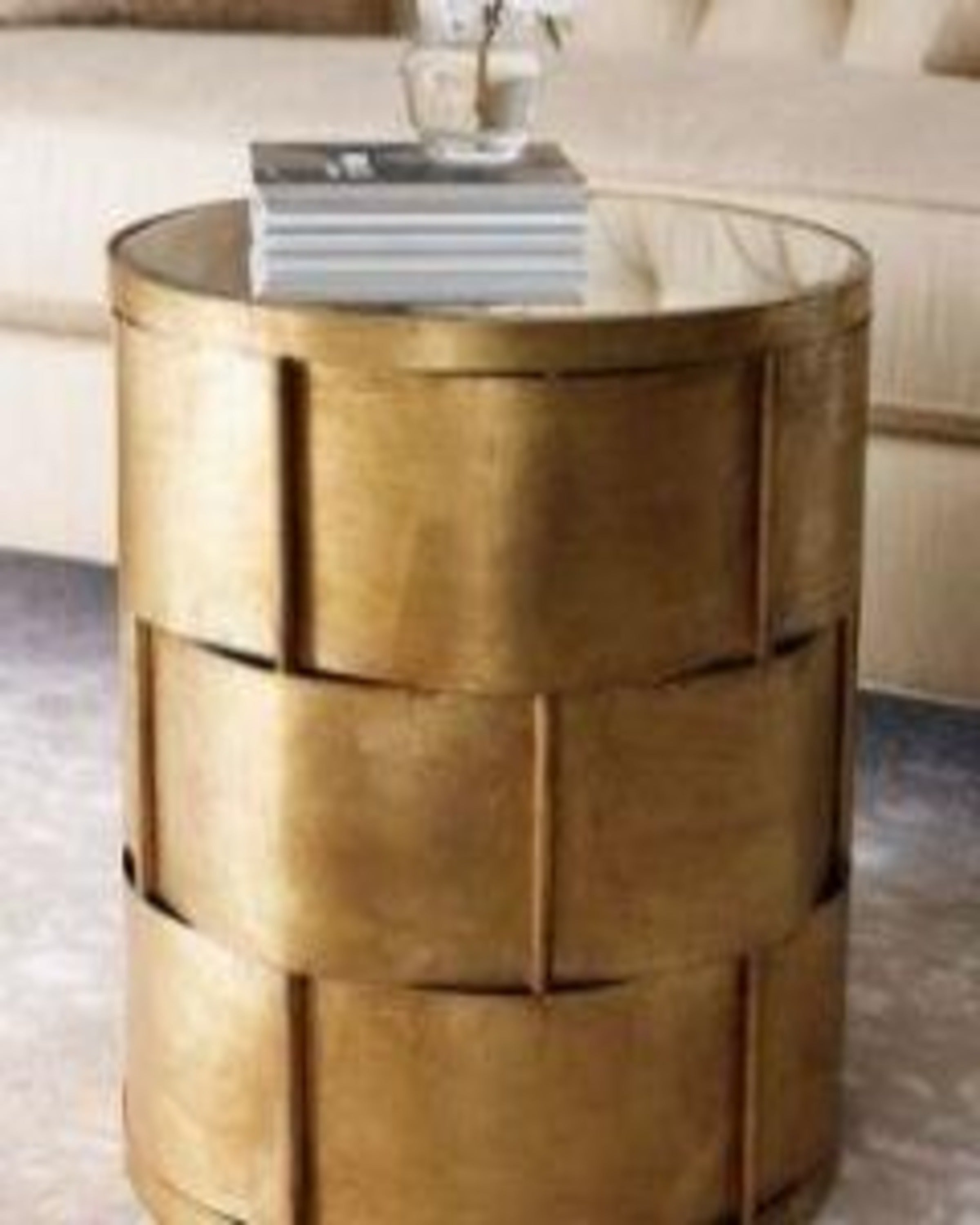 Golden Round Side Table ANGIE HOMES