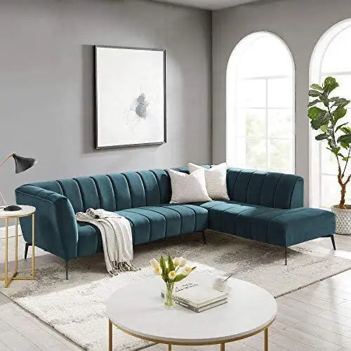 Green L shape sofa