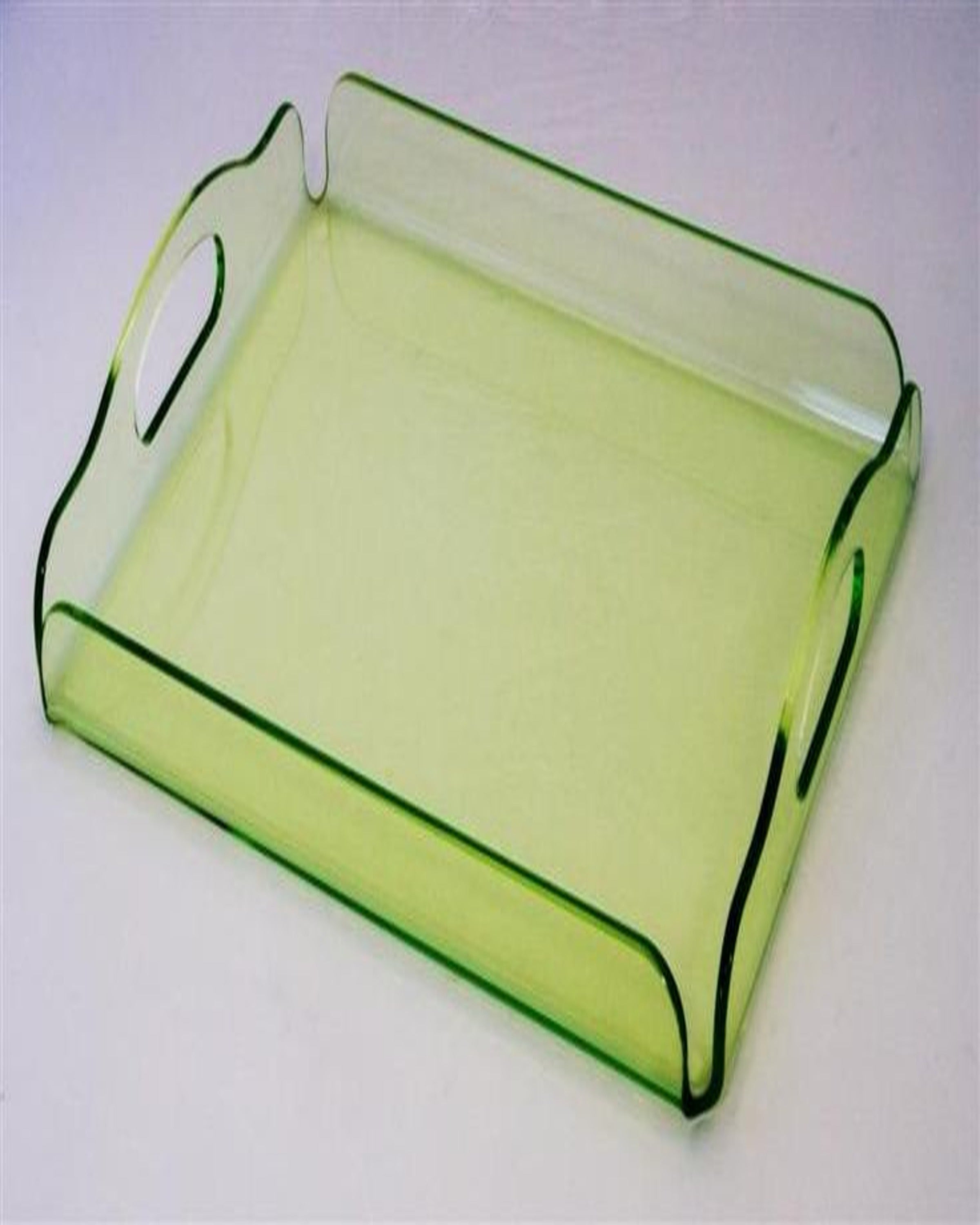 Green Transparent Square Leather Tray ANGIE HOMES