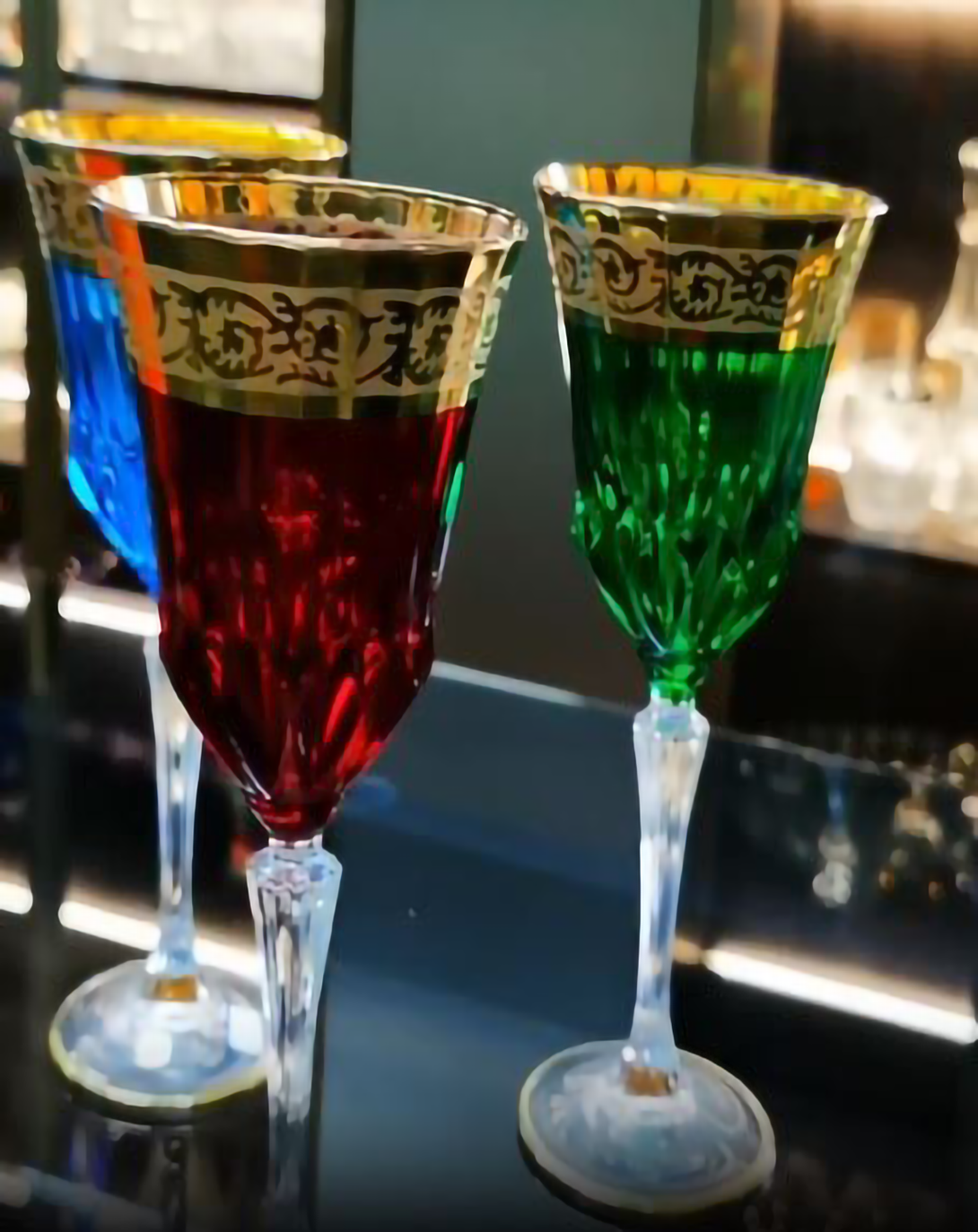 Green Emerald Wine And Champagne Glass Set