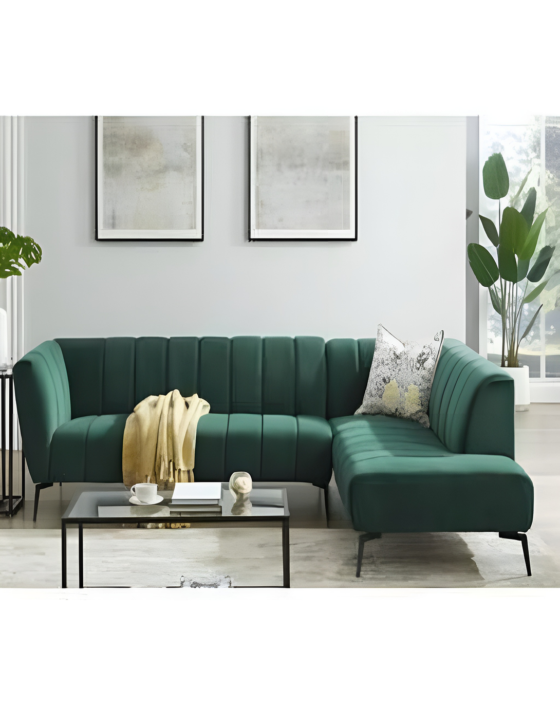 Green L shape sofa ANGIE HOMES