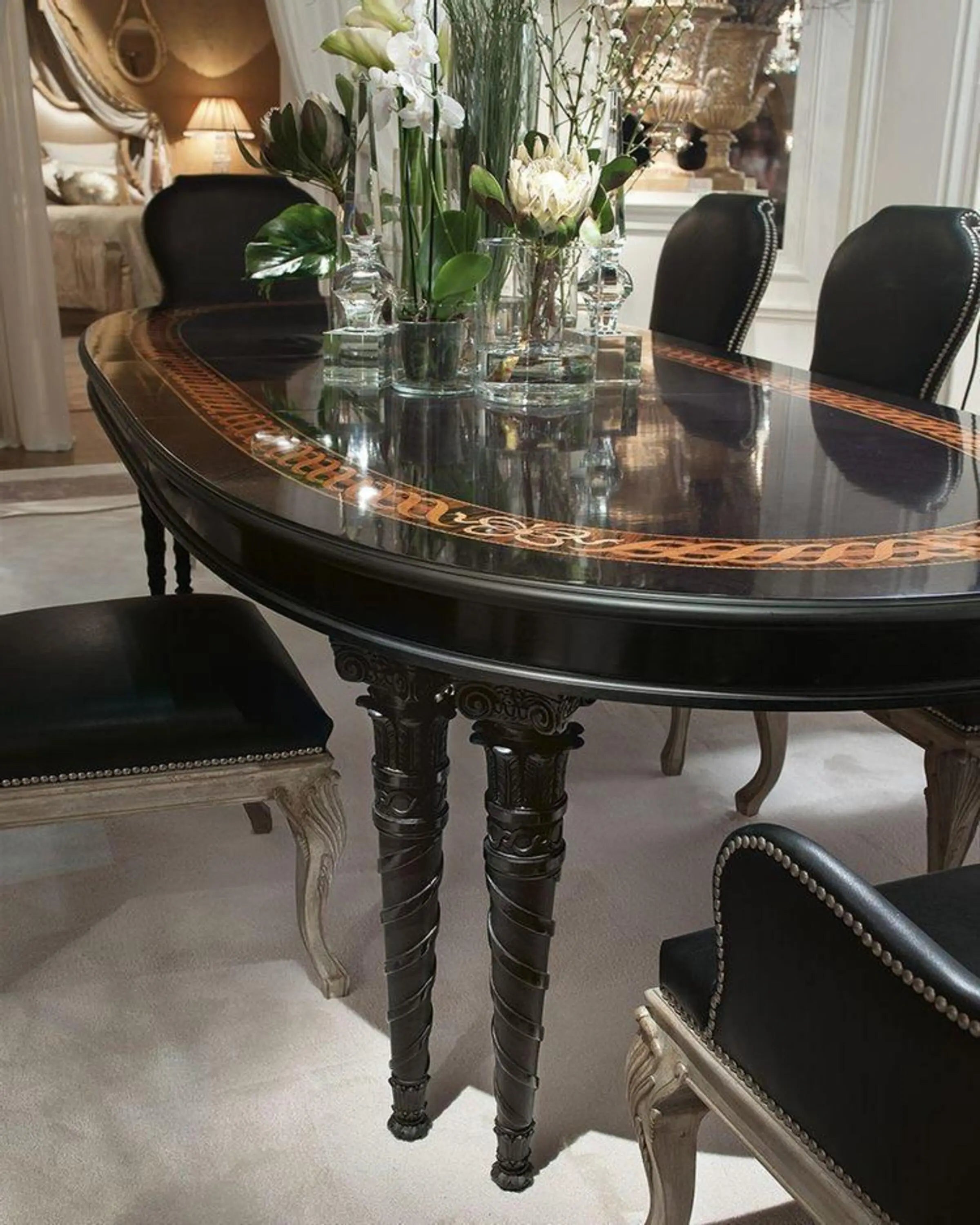Harny Black Luxury Dining Table ANGIE HOMES