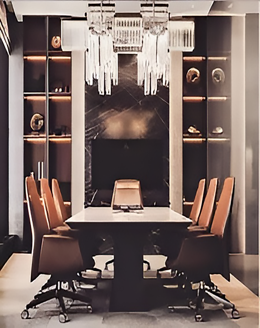 Hernan Grey Marble Top Conference Table  Contemporary Conference Table